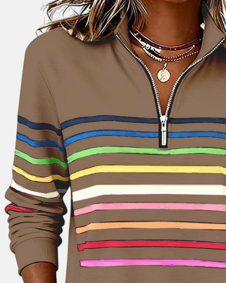 Iris™ | Rainbow Striped Zip Sweatshirt