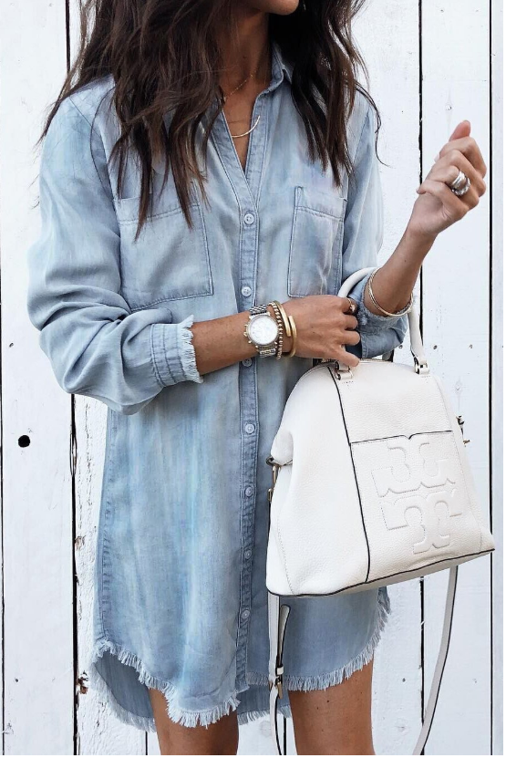 Brooke | Women's Washed Casual Shirt Dress Long Sleeve