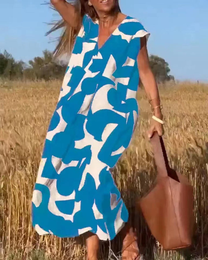 Palmer | Women's Lace Flowy Abstract Print Maxi Dress