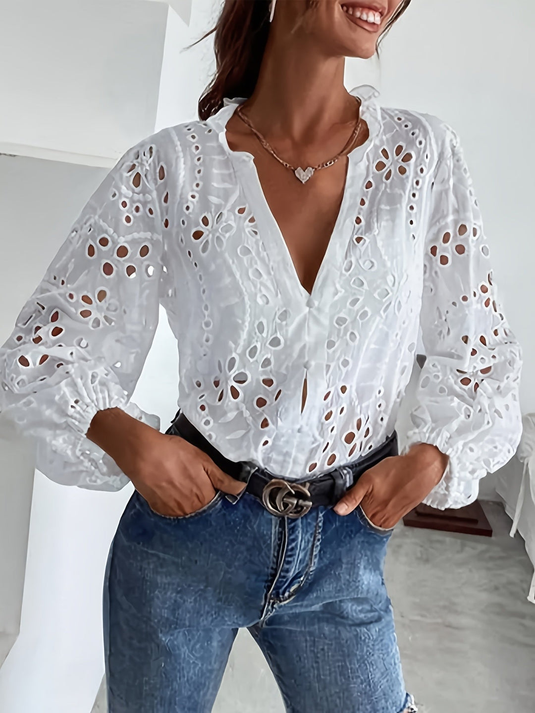 Elise™ | Embroidered Long-Sleeve Blouse