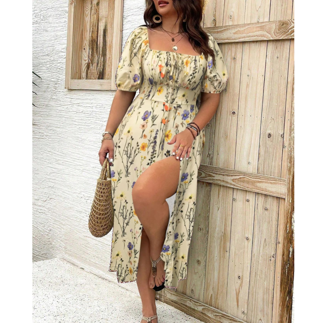 Eleanor™ | Classy Plus Size Puff Sleeve Maxi Dress