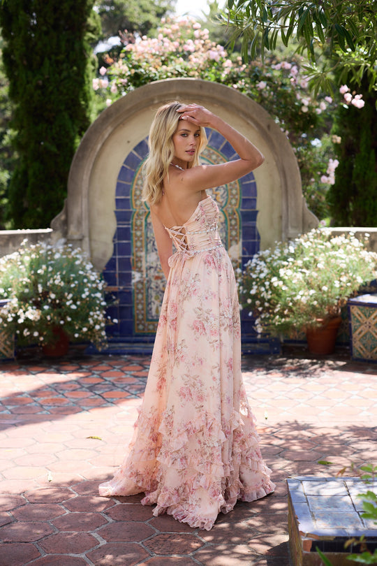 Alexa™ | The Scarlette Dress in Peach Tapestry