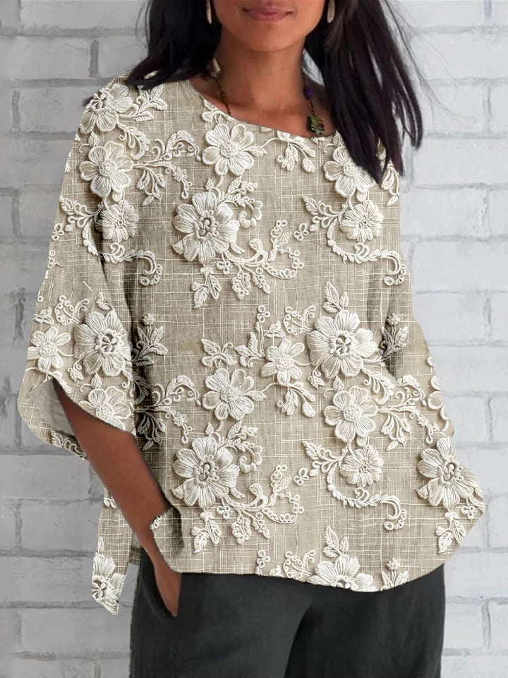 Diana™ | Vintage Floral Relaxed Blouse