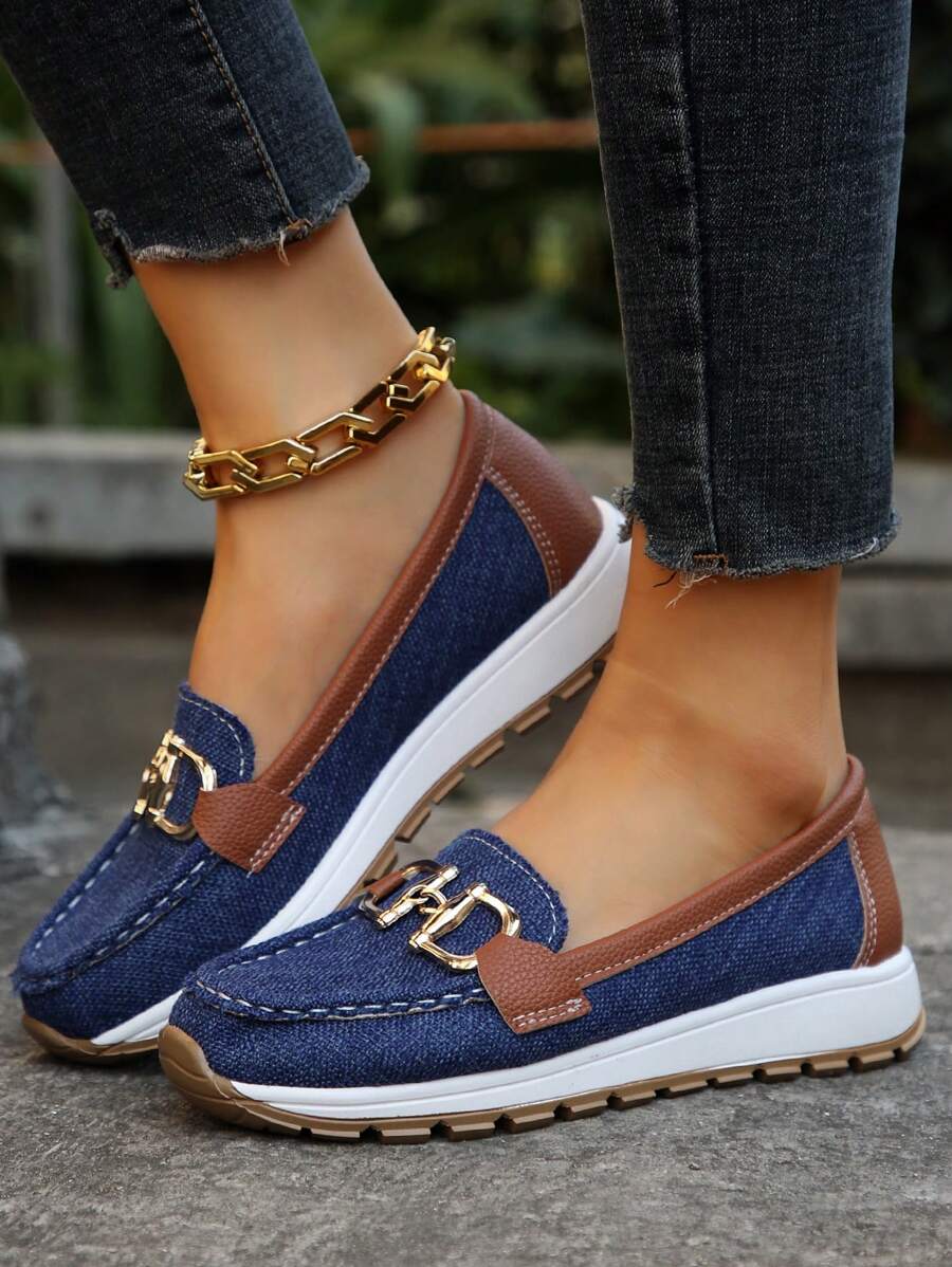 Hazzie | Women's Chain Bit Slip-On Loafers Casual Flat Shoes