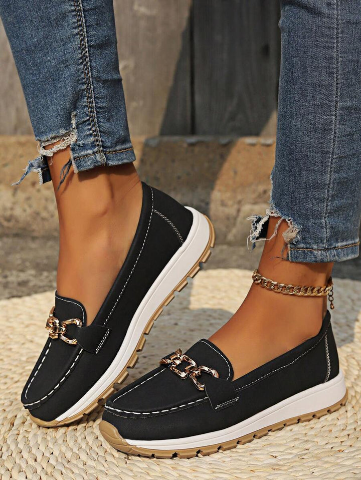 Hazzie | Women's Chain Bit Slip-On Loafers Casual Flat Shoes