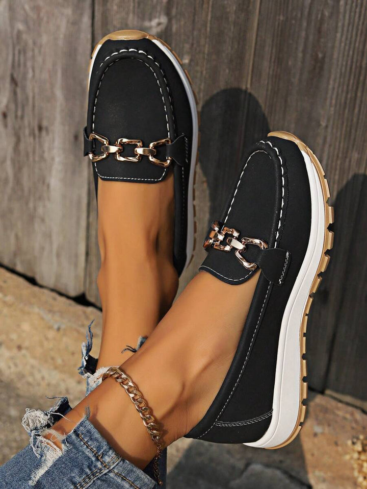 Hazzie | Women's Chain Bit Slip-On Loafers Casual Flat Shoes