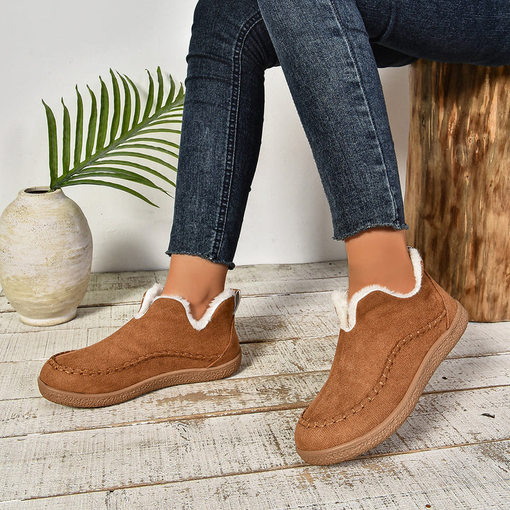 Sab™ | Warm Fur Lined Slip-On Ankle Boots with Anti-slip Thick Sole