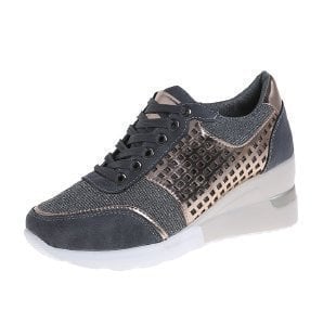 Stella | Women's Hidden Wedge Sneakers Lace Up Glitter Platform