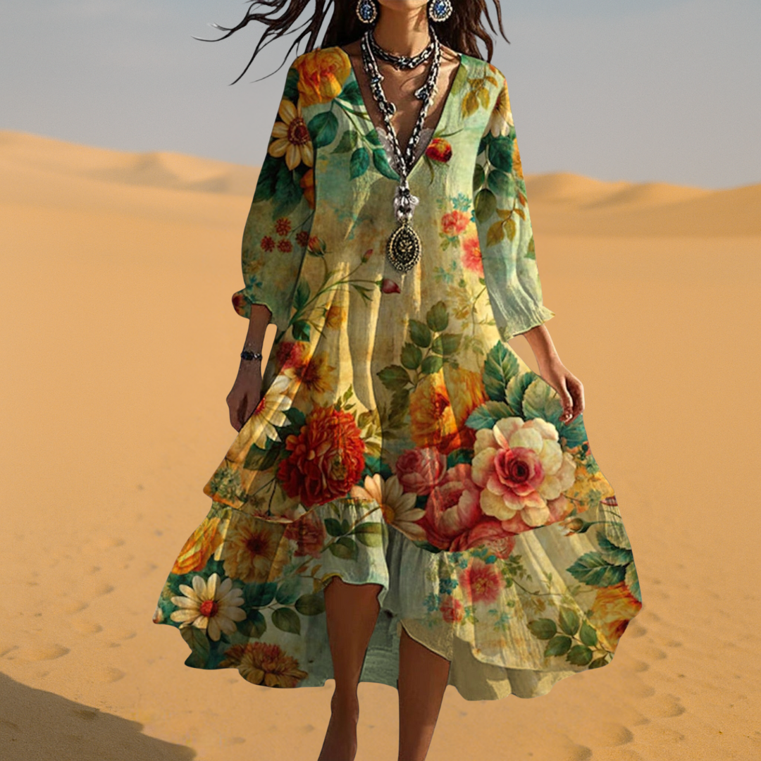 Jennifer™ | Vintage Boho V-neck Dress