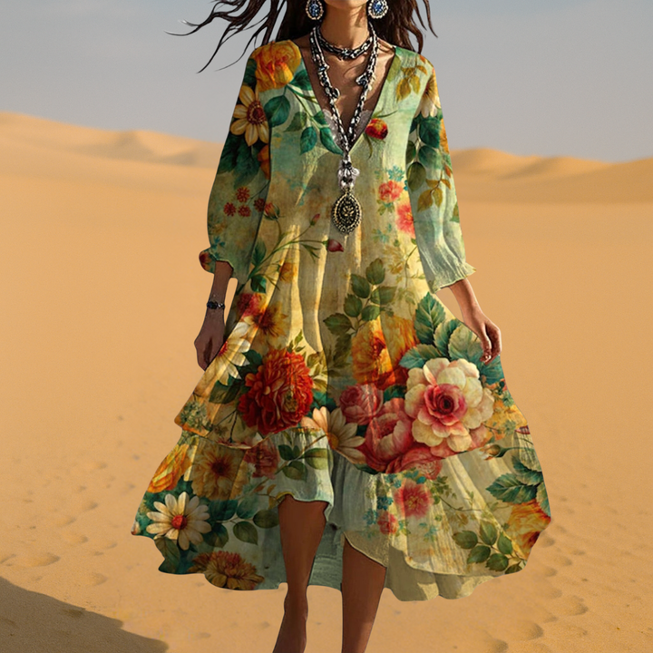 Jennifer™ | Vintage Boho V-neck Dress