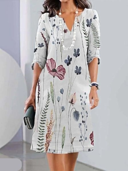 Stephanie™ | Floral Print Double Tunic Dress