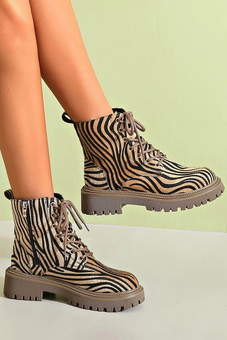 Jemima™ | Zebra Lace-Up Boots