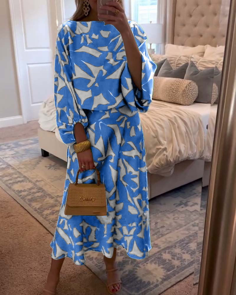 Ashley™ | Two-Piece Printed Set with Lantern Sleeves