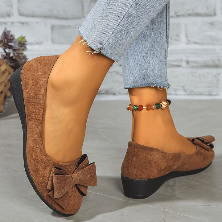 Bella | Women's Bow Detail Round Toe Ballet Flats Slip-On