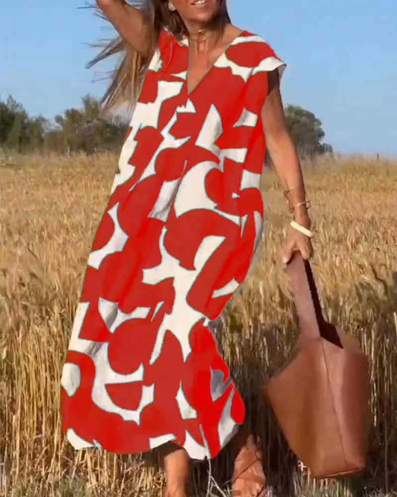 Palmer | Women's Lace Flowy Abstract Print Maxi Dress