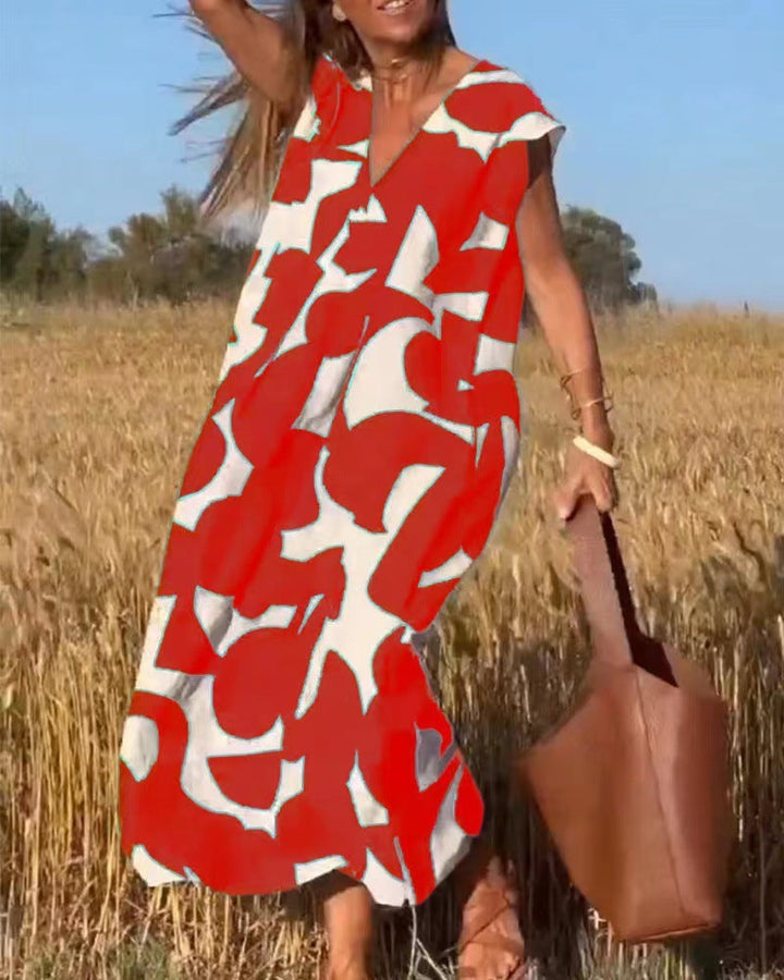 Palmer | Women's Lace Flowy Abstract Print Maxi Dress
