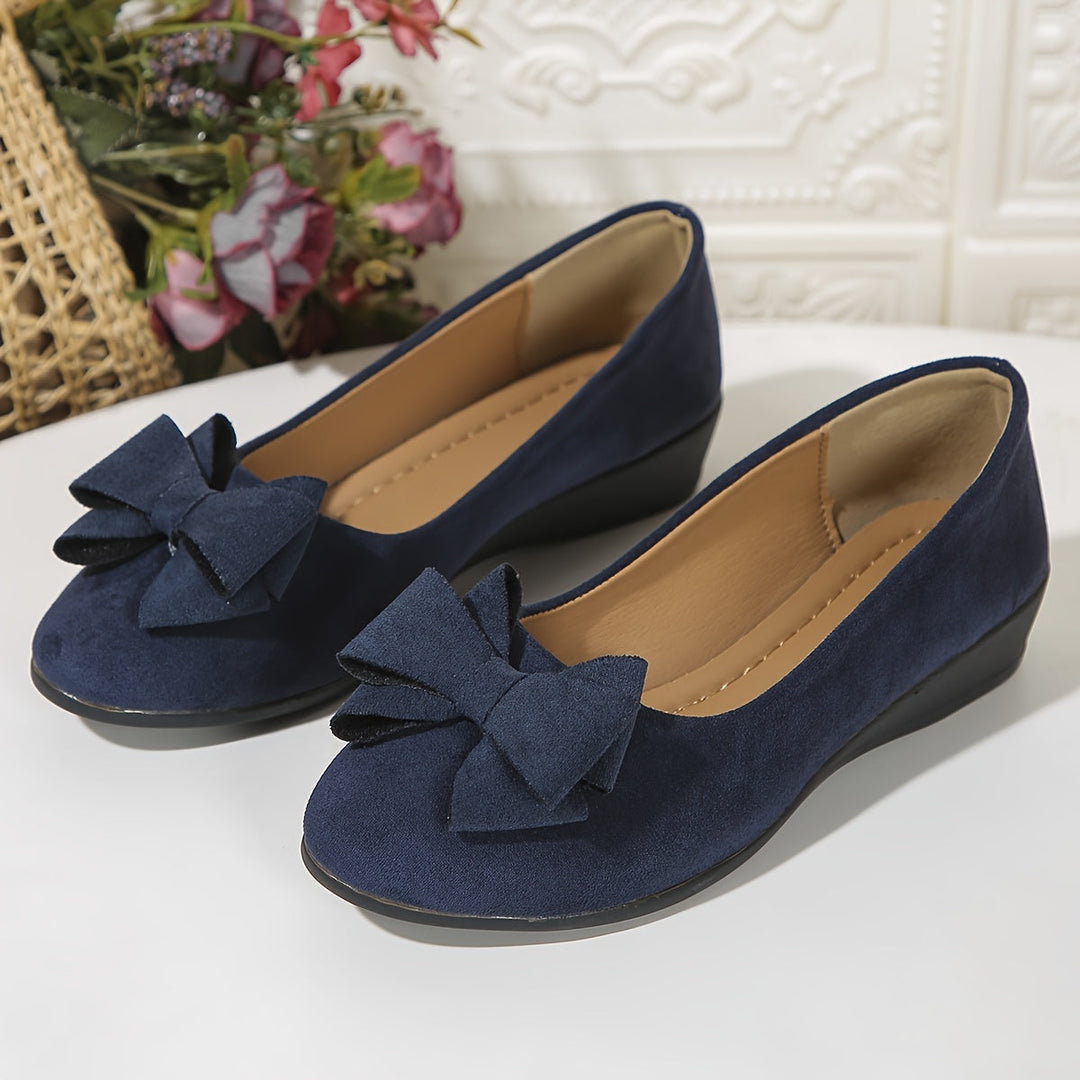 Bella | Women's Bow Detail Round Toe Ballet Flats Slip-On