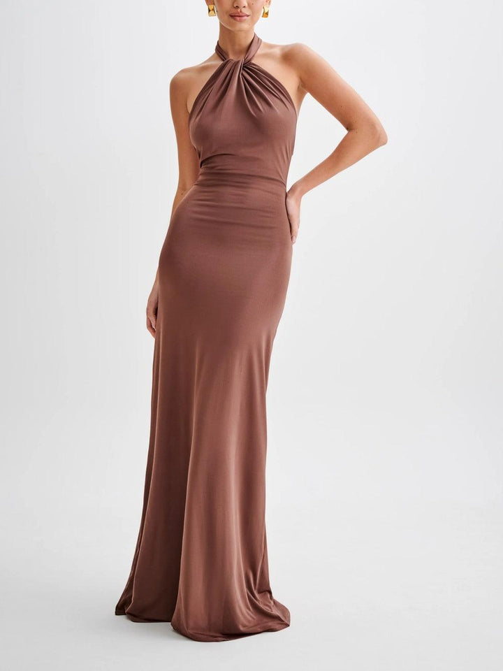 Kendra™ | Slinky Halter Maxi Dress