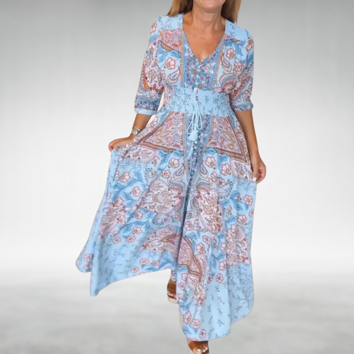 Flora | Women's Boho Flowy Draped Maxi Dress Cocktail