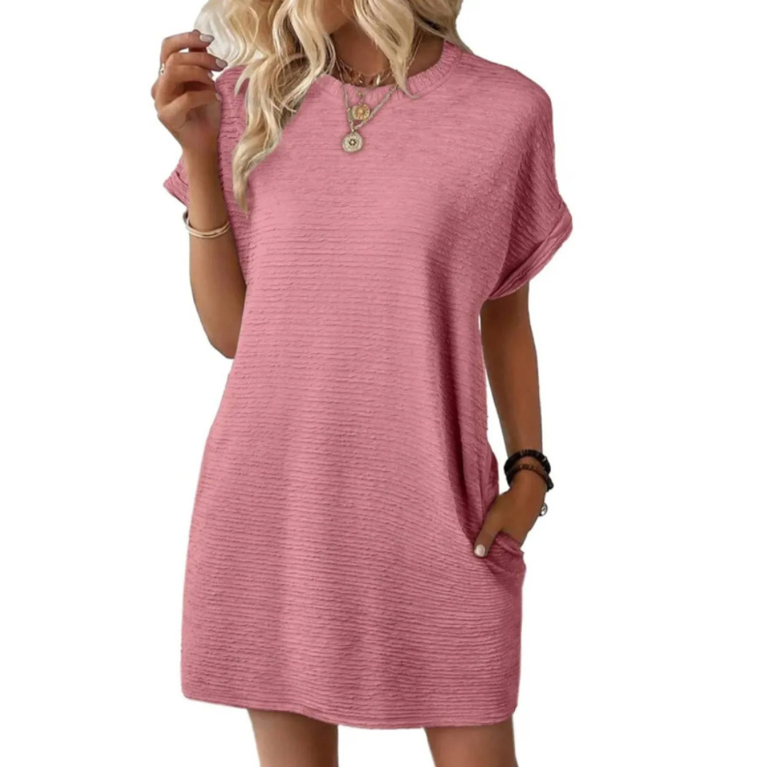 Maggie | Women's Short Sleeve T-Shirt Mini Dress with Pockets