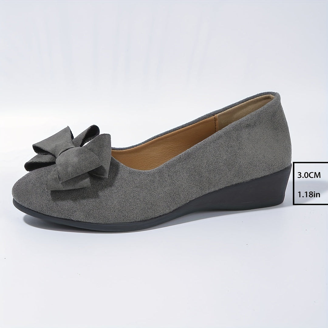 Bella | Women's Bow Detail Round Toe Ballet Flats Slip-On