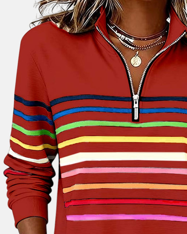 Iris™ | Rainbow Striped Zip Sweatshirt
