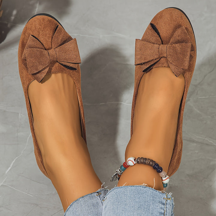 Bella | Women's Bow Detail Round Toe Ballet Flats Slip-On