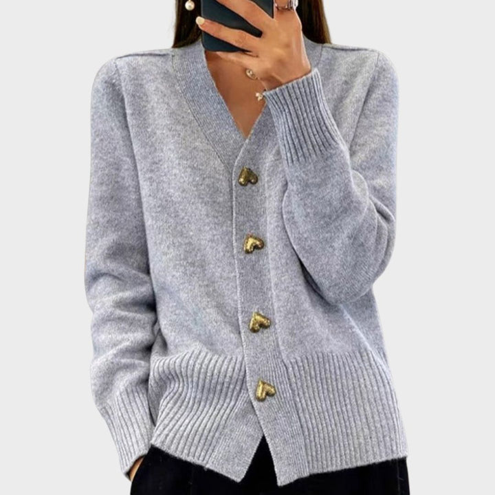 Brooke™ | Elegant Heart Button Cardigan