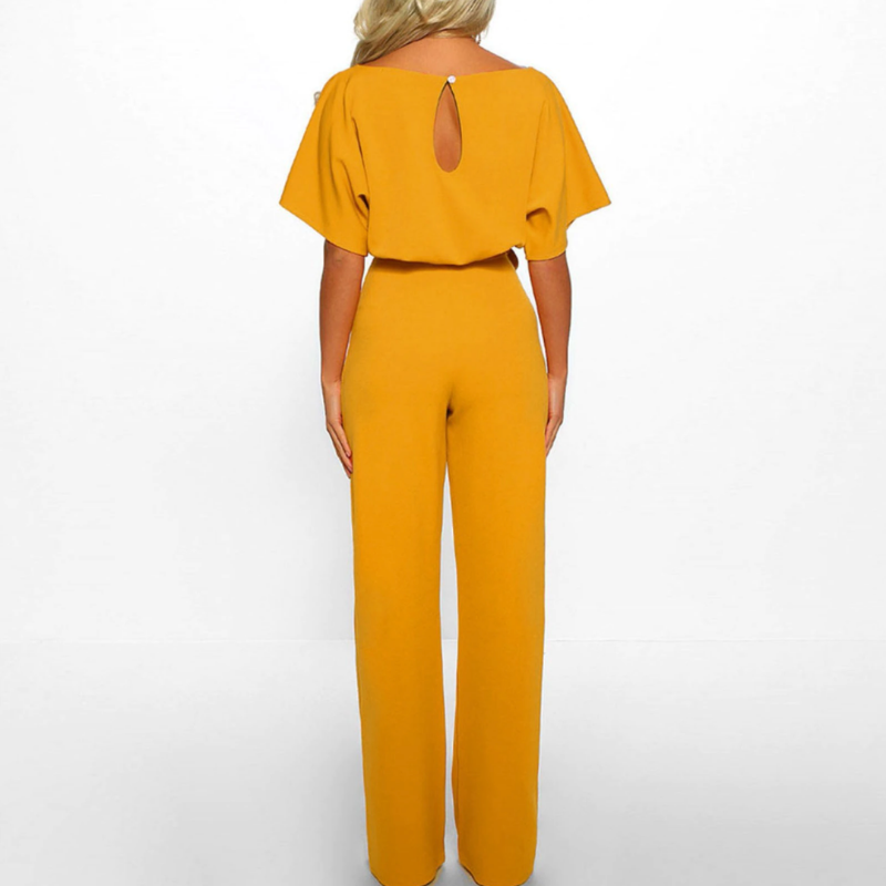 Celeste | Women's Belted Wide Leg Jumpsuit Batwing Sleeve Elegant