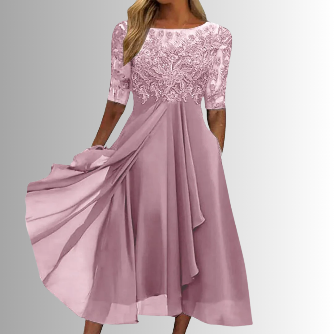 Rhonda | Elegant Lace Dress, Pink / L Rhonda | Elegant Lace Dress, Pink / L
