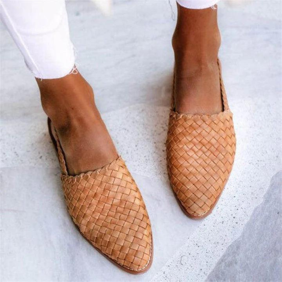 Donna™ | Elegant Woven Vegan Leather Ballerinas
