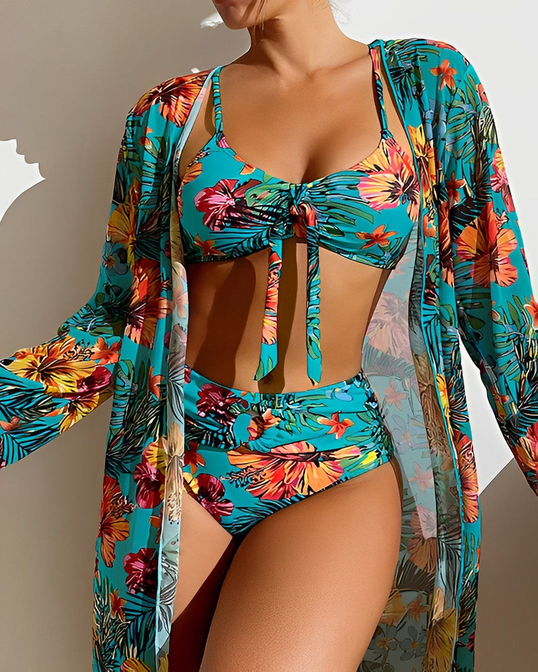 Juanita™ | Tropical Print Bikini Set with Cover-Up