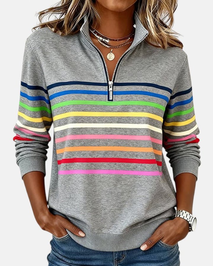 Iris™ | Rainbow Striped Zip Sweatshirt