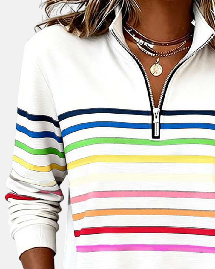 Iris™ | Rainbow Striped Zip Sweatshirt