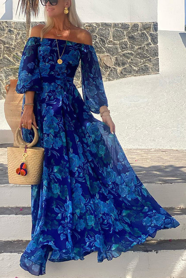 Brooke | Women's Off Shoulder Floral Flowy Maxi Dress Evening