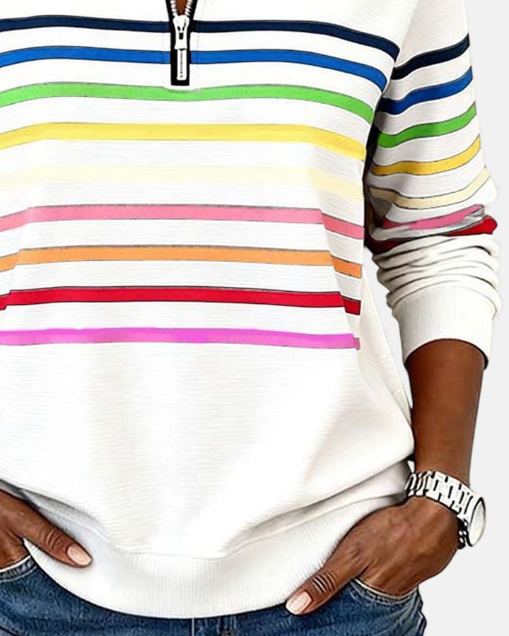 Iris™ | Rainbow Striped Zip Sweatshirt