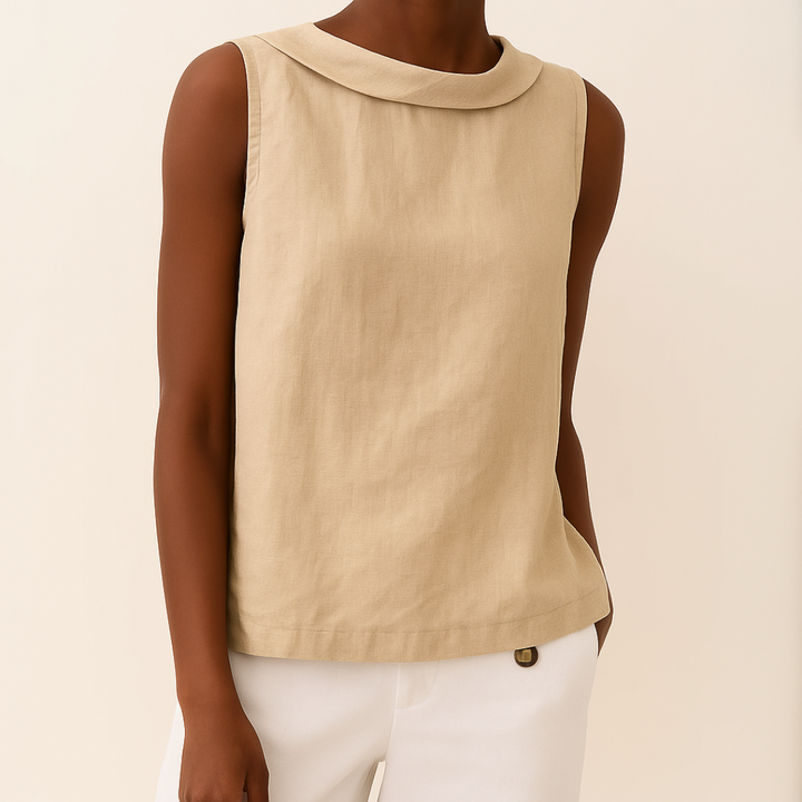 Maria™ | Sleeveless Roll Collar Top