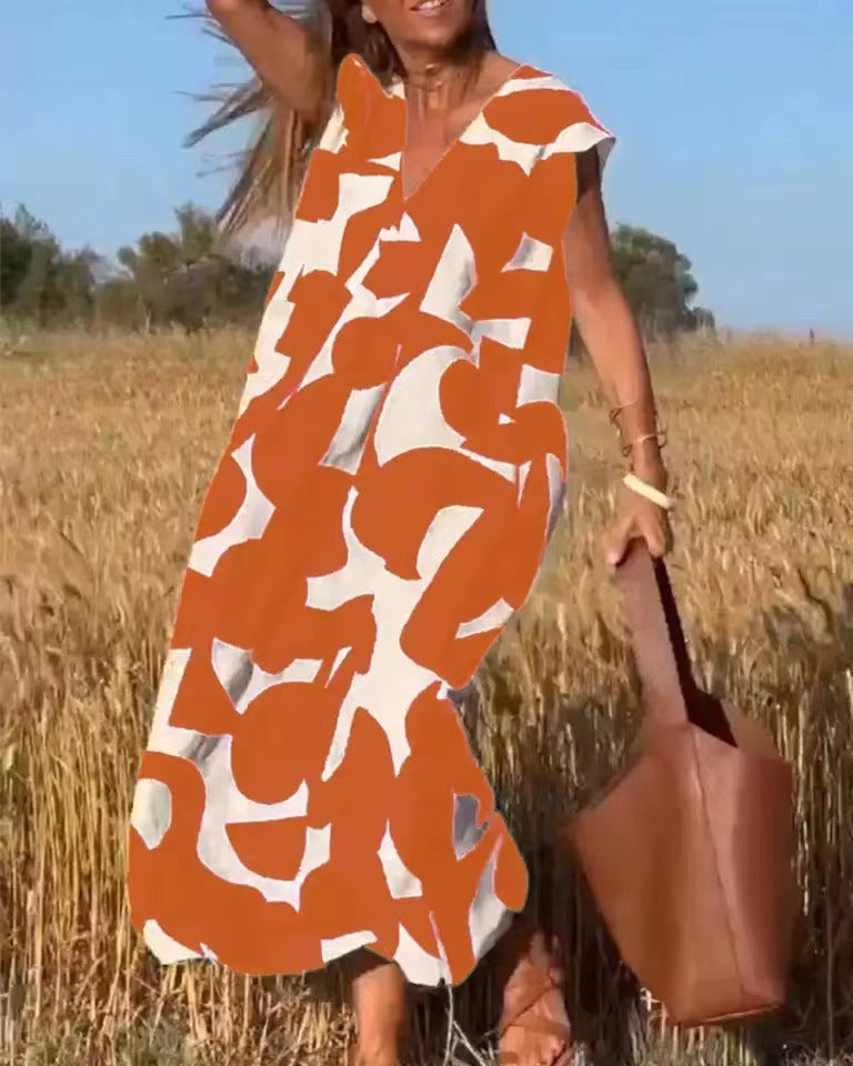 Palmer | Women's Lace Flowy Abstract Print Maxi Dress