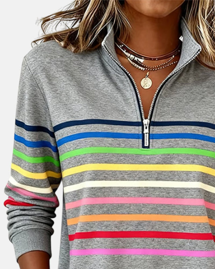Iris™ | Rainbow Striped Zip Sweatshirt