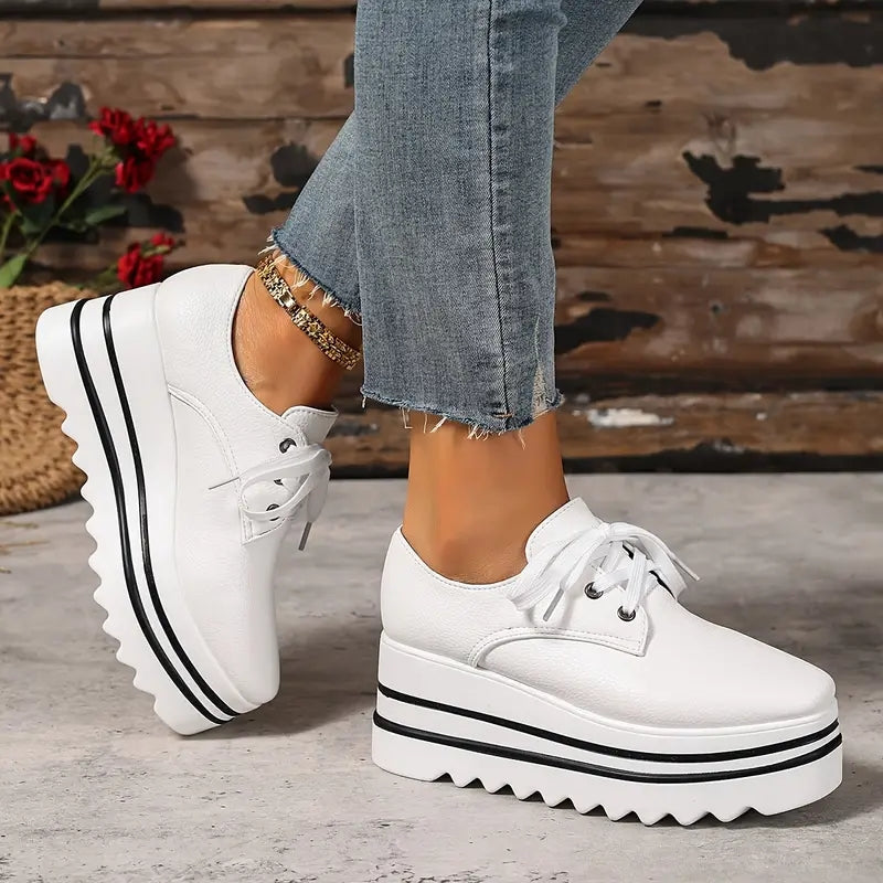 Petra | Women's Platform Oxford Shoes Lace Up Wedge Sneakers