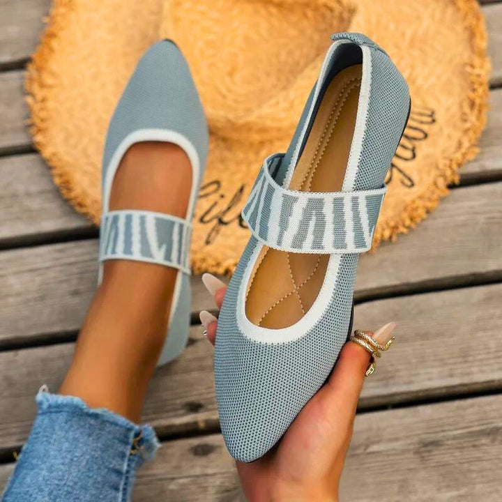 Pippa | Women's Mary Jane Flats Pointed Toe Knit Ballet Shoes