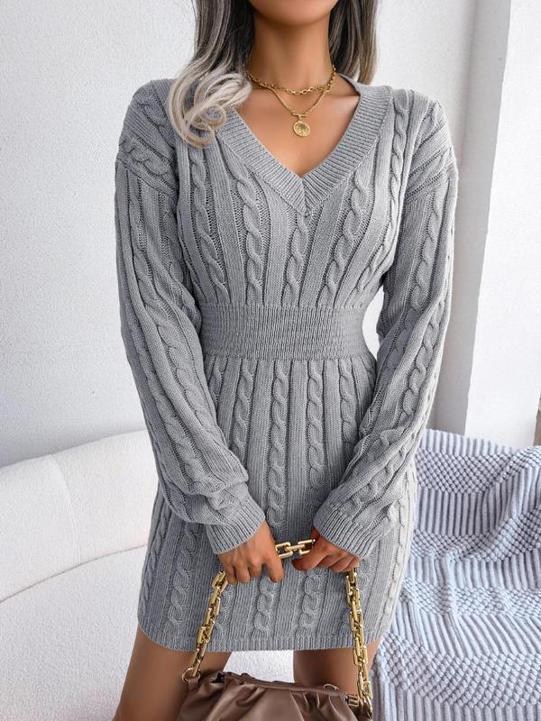 Savannah™ | Cozy Long Sleeve V-Neck Dress