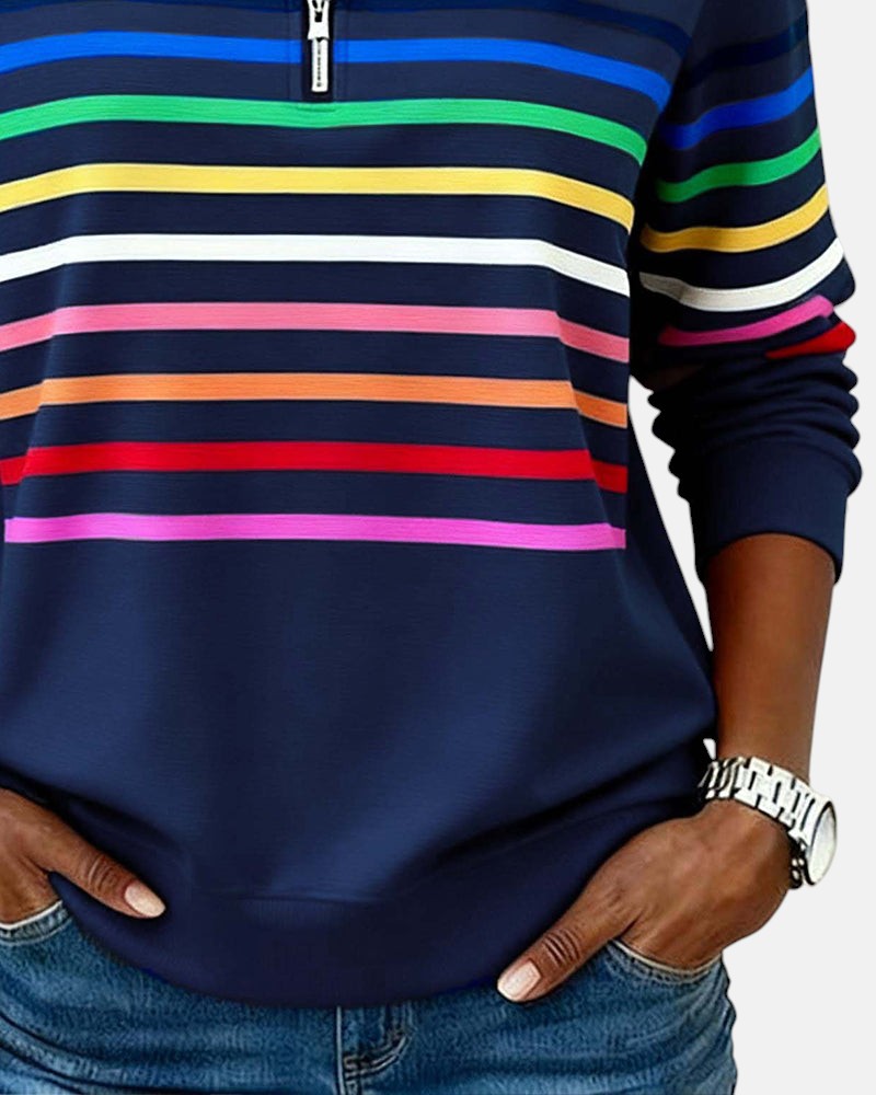 Iris™ | Rainbow Striped Zip Sweatshirt