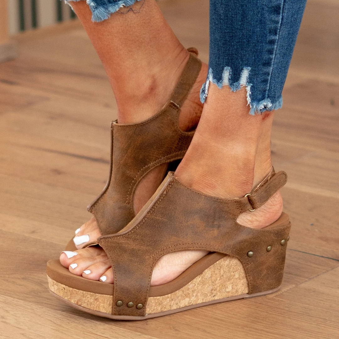 Linda™ | Suede Wedge Sandals