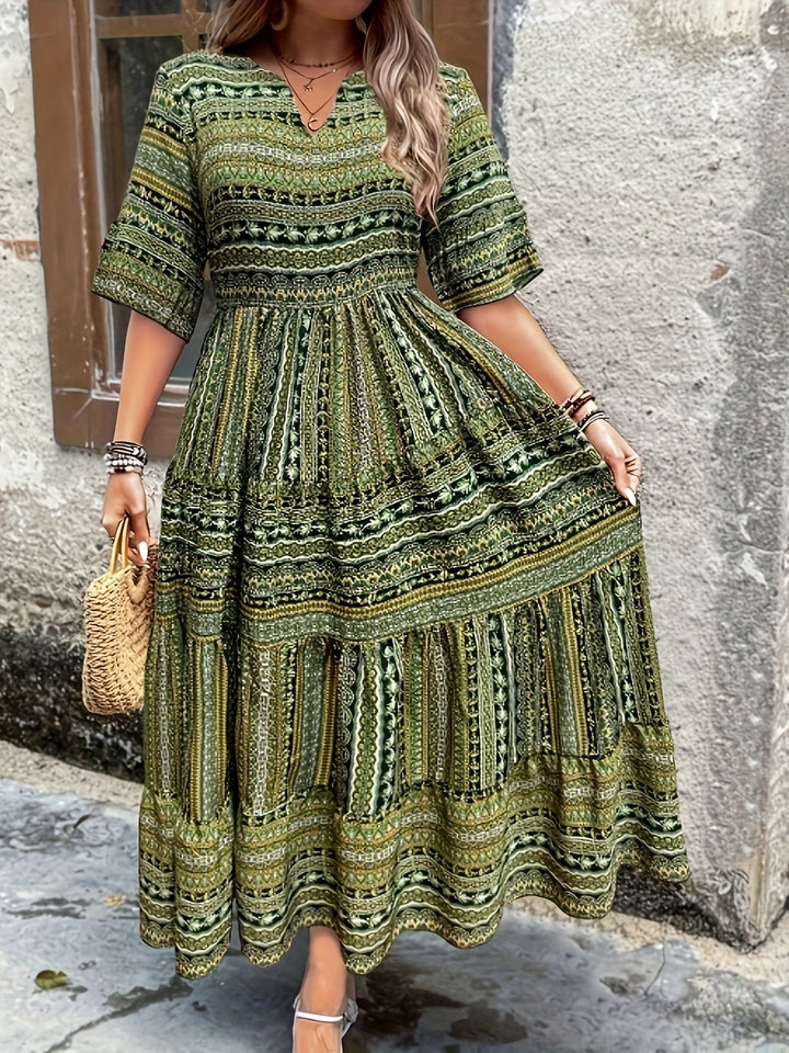 Vivienne | Women's Boho Flowy Printed Draped Dress