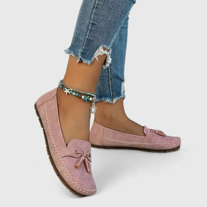 Clea | Women's Suede Bow Loafers Slip-On Moccasin Flat Shoes