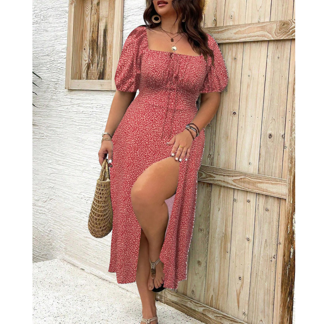 Eleanor™ | Classy Plus Size Puff Sleeve Maxi Dress