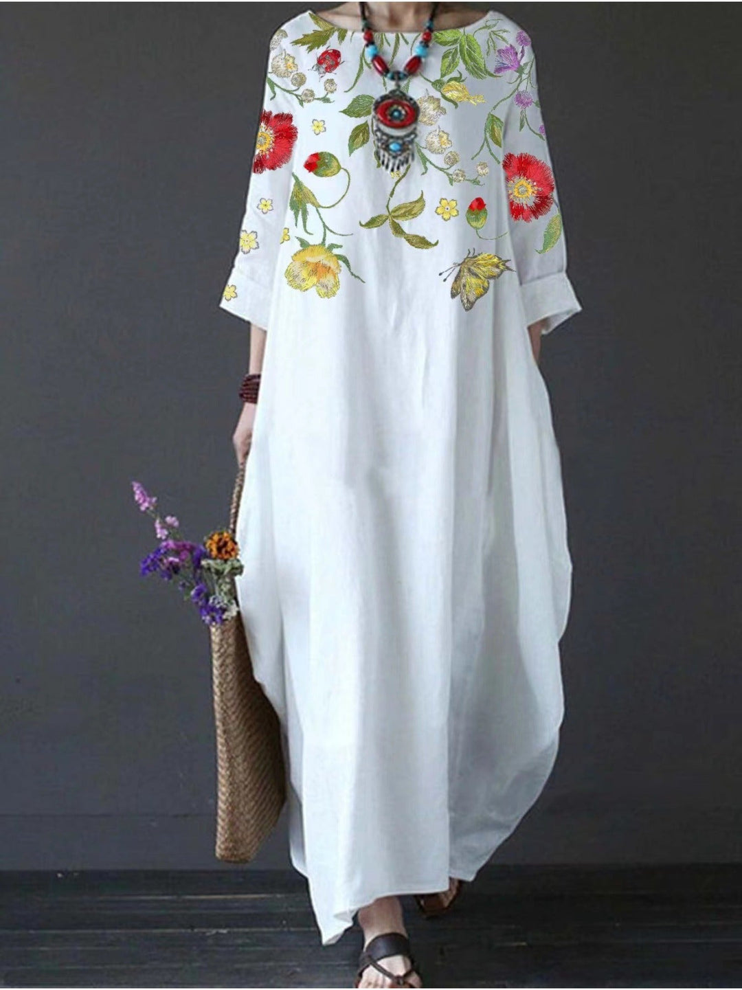 Blair | Women's Floral Flowy Draped Maxi Dress Casual