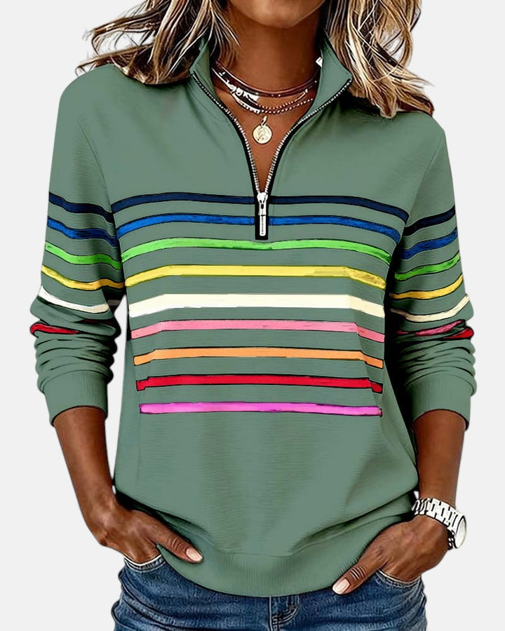 Iris™ | Rainbow Striped Zip Sweatshirt
