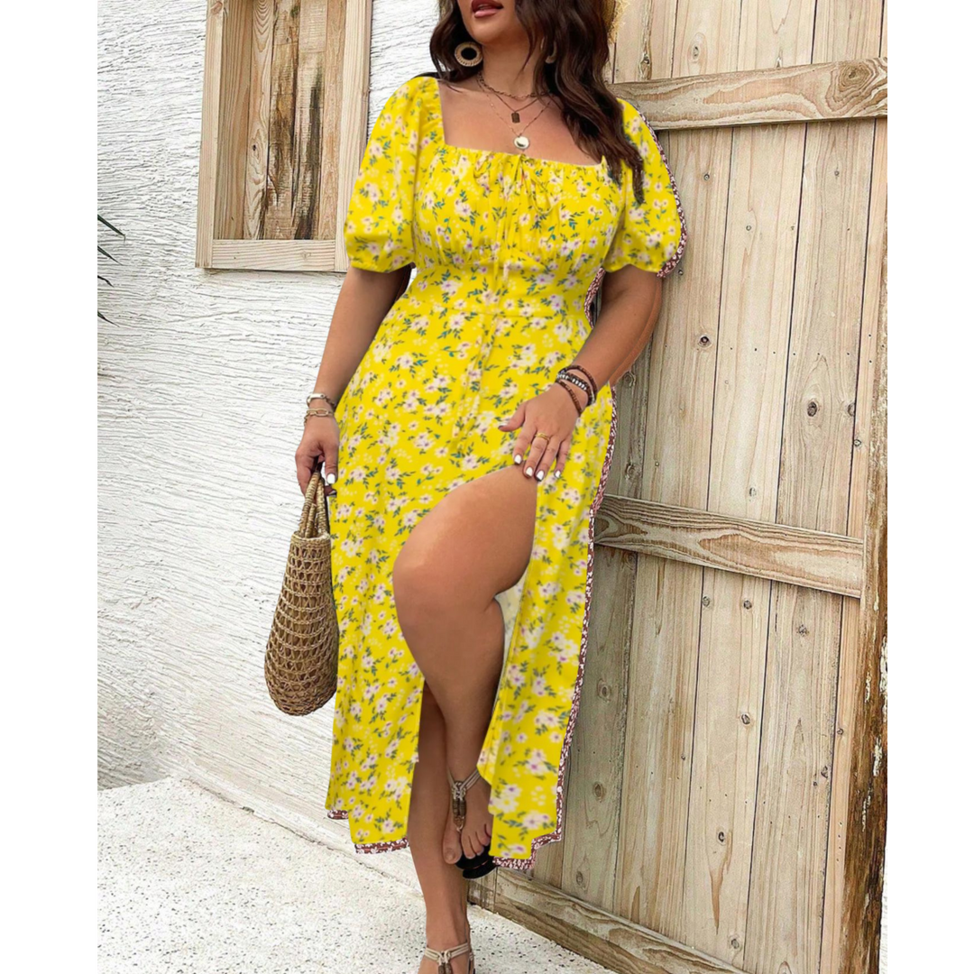 Eleanor™ | Classy Plus Size Puff Sleeve Maxi Dress